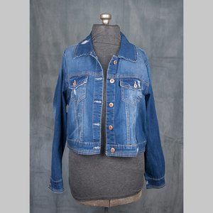 Amethyst Distressed Denim Jacket, Size 2X, NWT
